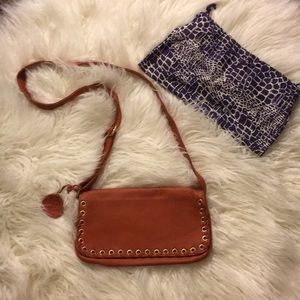 Linea Pelle Like New Caramel Crossbody Bag